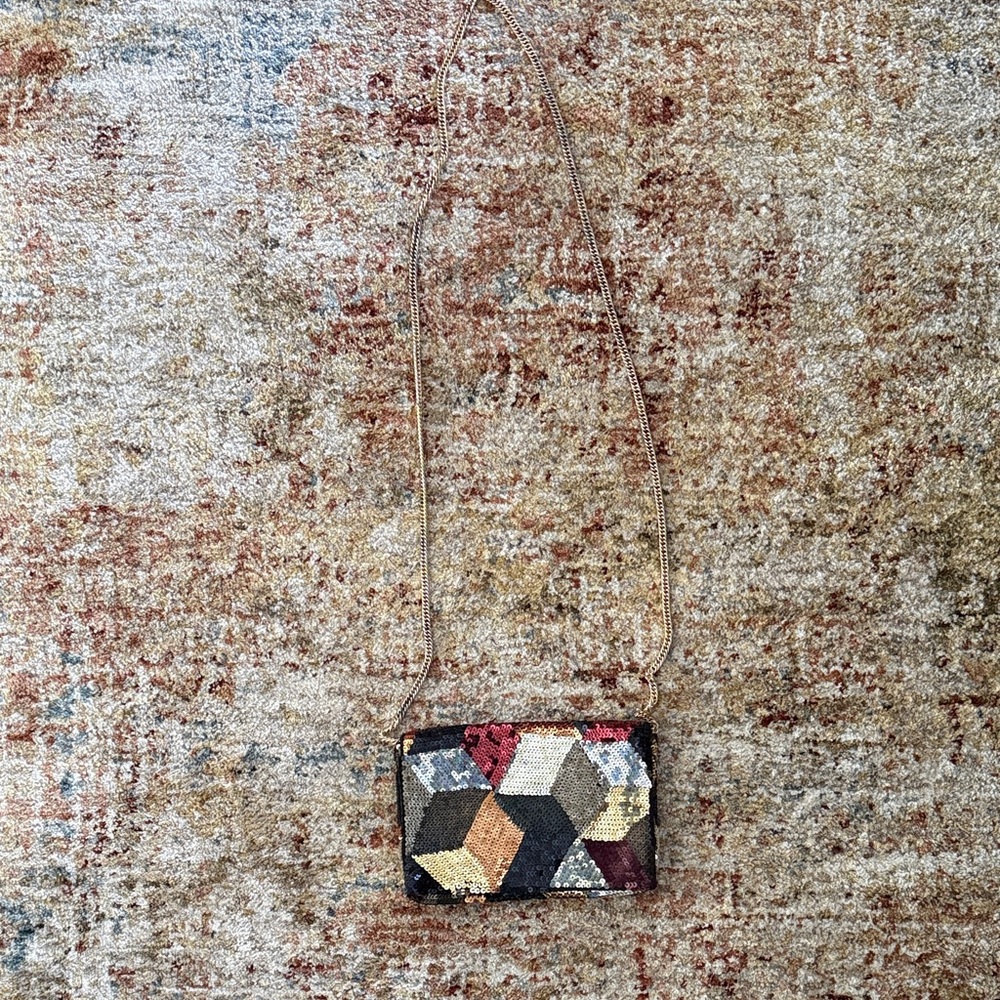 Zara Multicolor Sequin Geometric Pattern Shoulder… - image 2